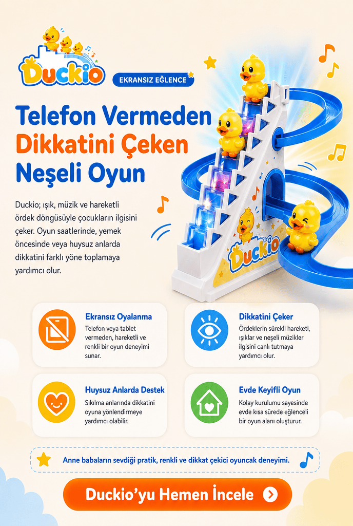 Duckio Işıklı Müzikli Merdivenden Tırmanan Ördek Oyuncağı